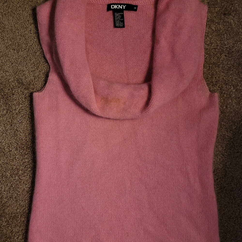 DKNY Pink Sleeveless Cowl Neck Sweater